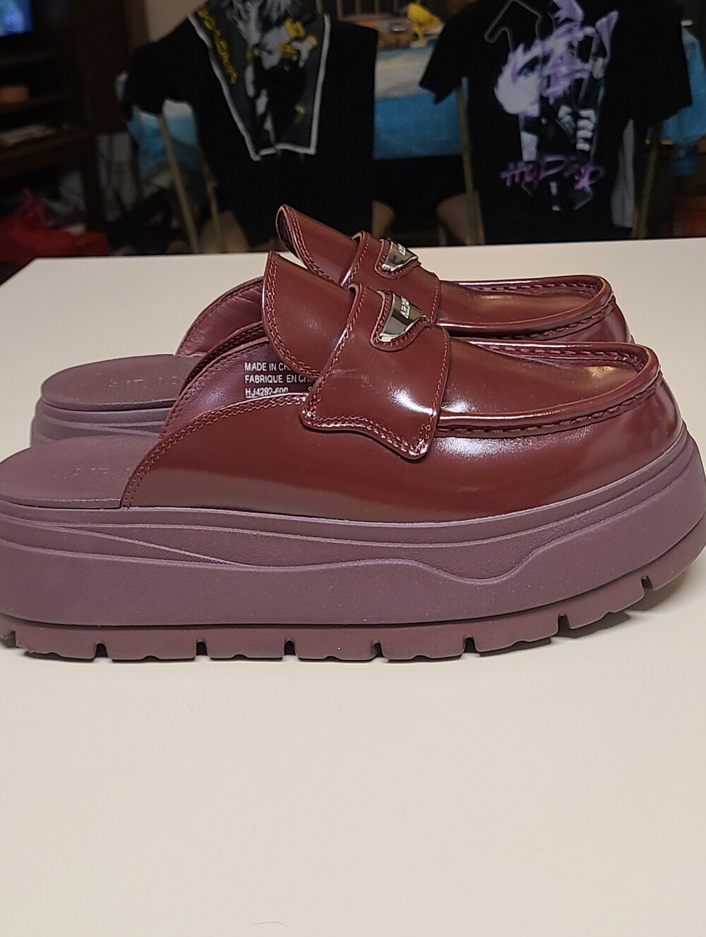 Air Jordan Team Red patent leather chunky platform loafer mules size 9 - Picture 8 of 12